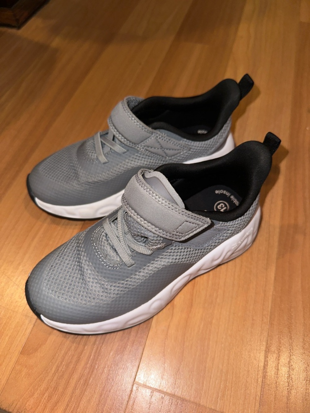 Kids all in motion Gray Athletic Sneakers with Hook-and-Loop Strap